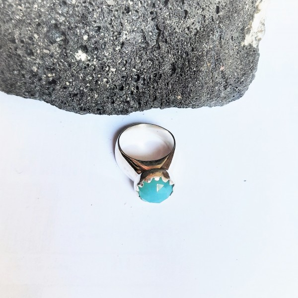 Κλασσικό δαχτυλίδι με πέτρα αχάτη μπλε Rinri-10